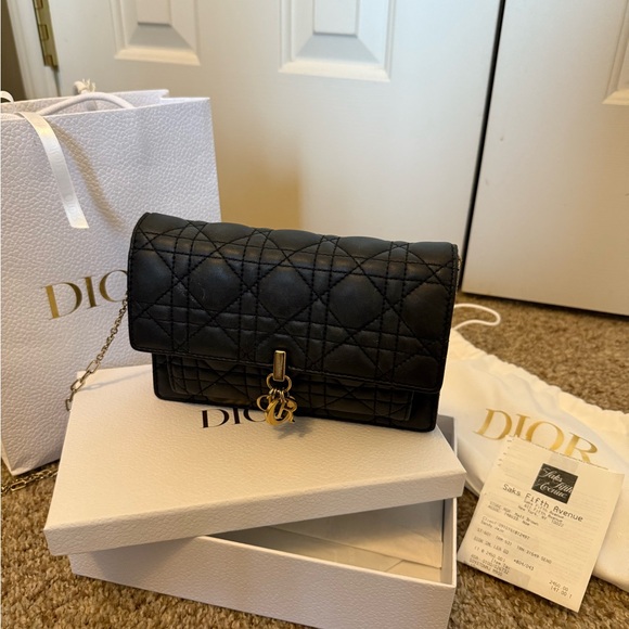 Dior Black Quilted Clutch with Chain - Picture 1 of 8